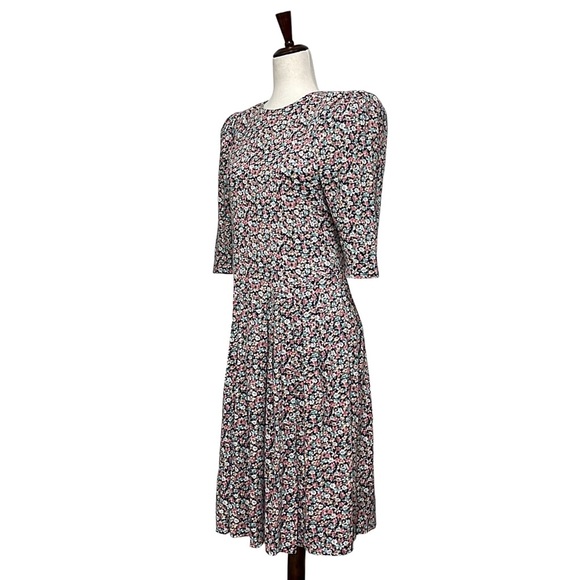 Paquette Petite Vintage 80s Puff Sleeve Ditsy Floral Midi Dress Size 10P - Picture 6 of 13
